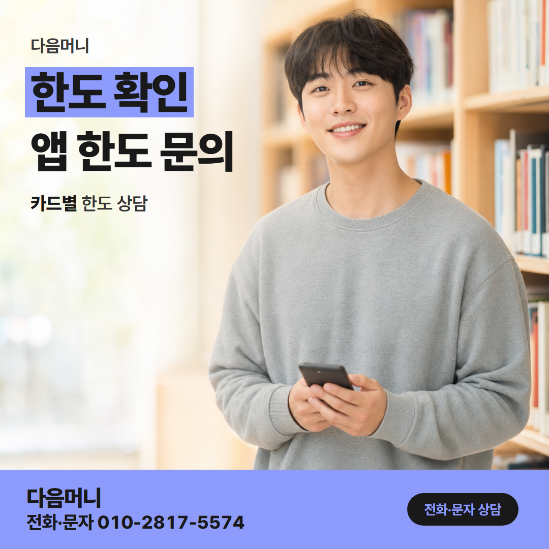 다음머니 대구카드깡 카드사 앱 조회 화면